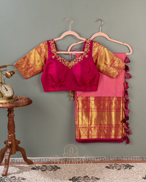 Gadwal Kanchi saree in a lovely pink and wine combo