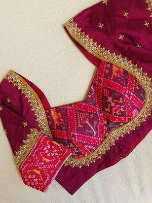 Magenta Pink patola blouse in a stunning pattern