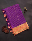 Mysore crepe silk saree in a lovely color combo of purple and peach