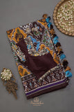 Timeless Ikkat patola elegance in rich chocolate brown
