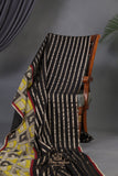 Black Chanderi Silk Saree with hand painted kalamkari border