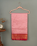Light baby pink Kanchipattu saree with a contrast dark pink border