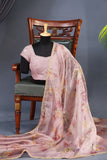 A dreamy floral organza in beautiful shades of dusty rose pink
