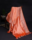 Beautiful peach and orange Venkatagiri pattu saree
