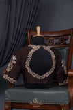 Brown Chanderi Silk Saree with hand painted kalamkari border