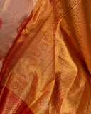Stunning Gold & Red kanjeevaram saree with digital floral weave