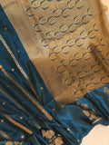LMashru crepe saree in dark teal blue with mono tone blouse