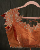 Organza tissue saree in a lovely combo of grey and light orange