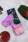 Gadwal pattu saree in the most beautiful dark green and lavender combo