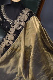 Banarasi tissue saree in stunning black and antique gold combo