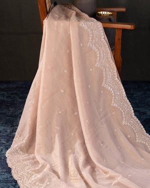 Brocade tissue georgette sarees with intricately embroidered border