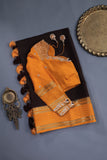 Mysore crepe silk saree in a lovely brown and light orange combo