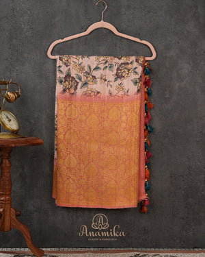 Digital Kalamkari Handloom Tussar with Kanchi Border