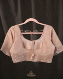 Brocade tissue georgette sarees with intricately embroidered border