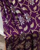 Purple Banarasi Saree with gold and silver weaving