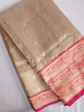 Gold Tissue Banarasi saree with a red border