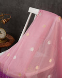 Mauve Pink Banarasi kora with a beautiful contrast purple meenakari floral border