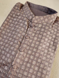 Grey heavy thread embroidered kurta