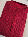 Maroon heavy thread embroidered kurta