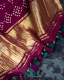 Kalamkari and Bandini fusion on modal silk