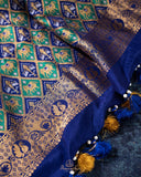 A beautiful blue saree - Bandini Crepe with Patola