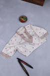 Elegant Crush Tissue saree in peach pink with a stunning mirror work blouse