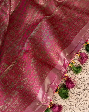 Designer Kanjeevaram saree in pink with floral woven motifs