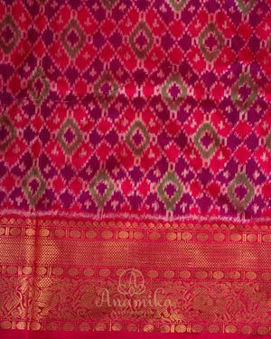 Light baby pink Kanchipattu saree with a contrast dark pink border