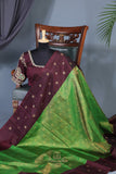 Regal Wine-Maroon & Emerald Green Kanjeevaram Silk Saree