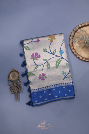 A beautiful Paithani inspired Georgette saree - Royal Blue