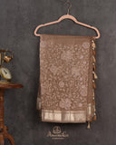 Organza saree in light brown with all over thread embroidery (Copy)