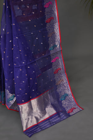 Chanderi silk saree in a stunning royal blue hue