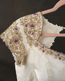 Elegant hand embroidered off white blouse