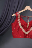 Soft silk floral saree in crimson red