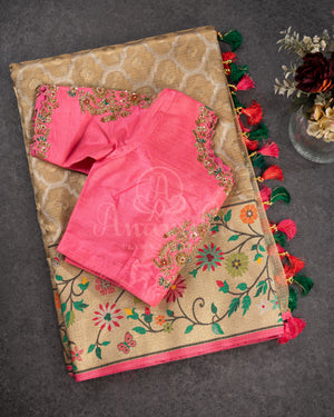 Golden Kota Silk Saree with a beautiful paithani border saree