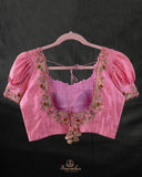 Blush pink Designer Blouse with puffed sleeves