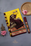 Gadwal Pattu saree in yellow and brown