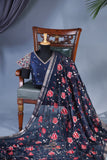 Stunning pure chiffon saree in mid night blue
