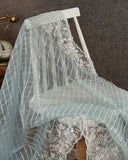 Pastel blue organza saree with all over pearl and sequins work