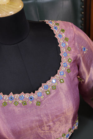 Parrot Green falling silk with hand painted kalamkari border