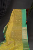Gorgeous Chanderi saree in lemon yellow and blue combo