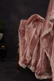 Onion pink organza tissue saree