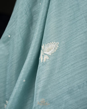 Pure tusser silk saree - pearl work elegance
