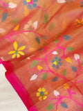 Peach Jamdaani saree with a beautiful bandini blouse