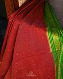 Mysore crepe silk saree in a lovely color combo of red and green