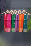 Banarasi Kora silk saree in hues of orange