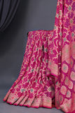 Pink Banarasi Georgette saree with a stunning work blouse