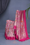 A beautiful Paithani inspired Georgette saree - Rani Pink