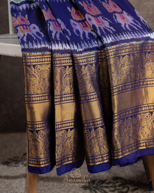 Beautiful Twill Silk Saree in green and blue border