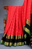 Mysore Silk saree in a stunning shade of red and black